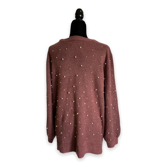 LOFT Plus Womens Sweater Size 16 18 Balloon Sleeve Pearl Embellished Beaded NEW - Picture 3 of 5